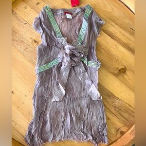 Vintage y2k fairy style Scarlett Lavender Silk Top NWT with Sequin Accents